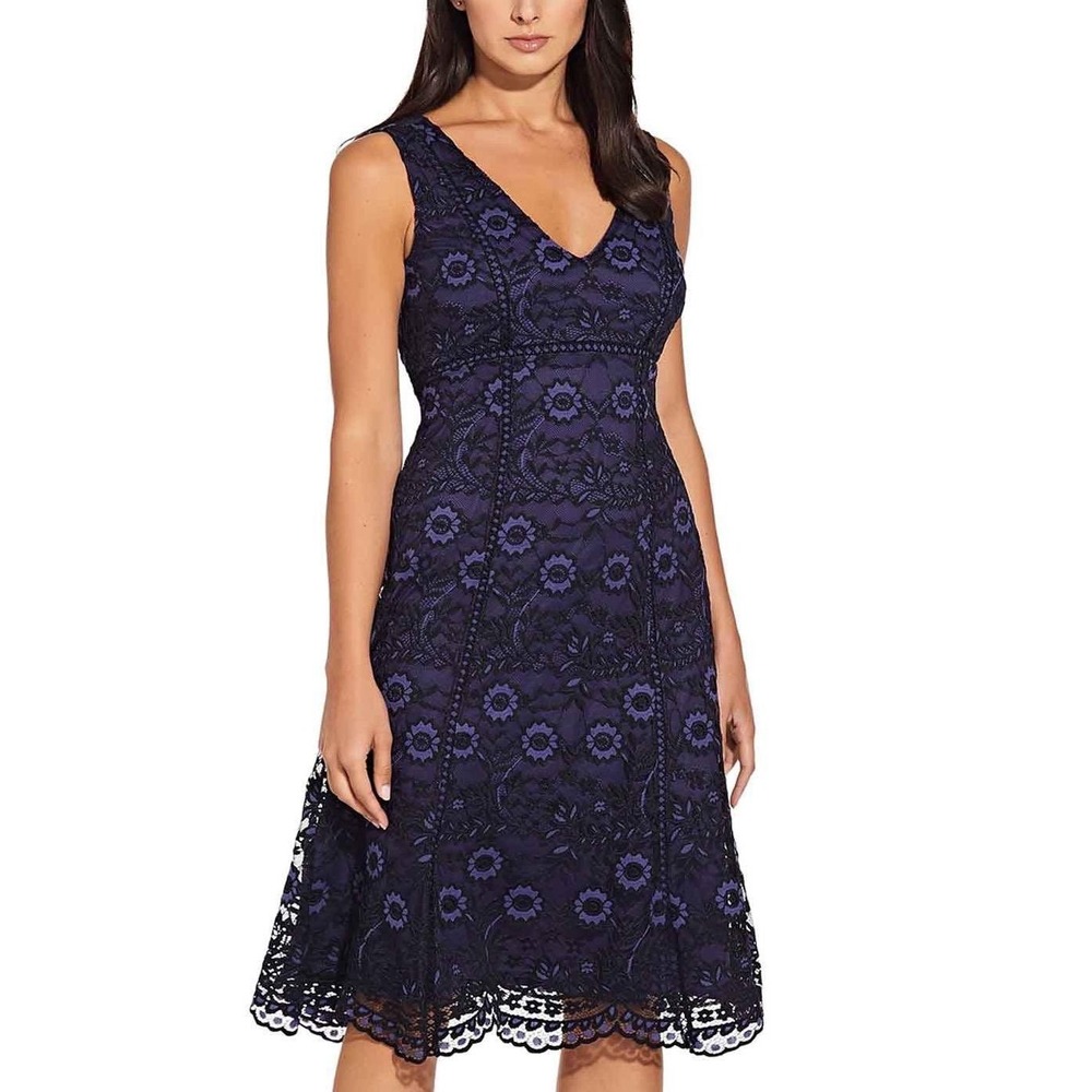Women's Navy Lace Dress Gothic Dark Romantic Wedding Guest Cocktail